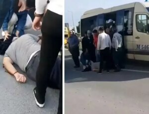 Dolmuşun kapısı aniden açılınca yolcu yere kapaklandı, şoför arkasına bile bakmadı