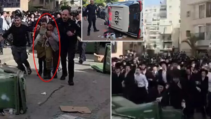 İsrail fena karıştı! 2 kadın polisi kalabalık Haredi grubun elinden zor aldılar